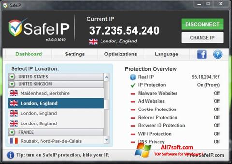 Skärmdump SafeIP för Windows 7