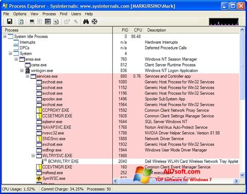 Skärmdump Process Explorer för Windows 7