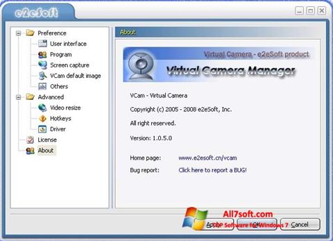 Skärmdump VCam för Windows 7