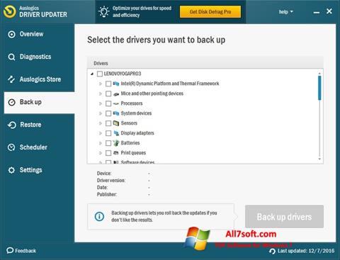 Skärmdump Auslogics Driver Updater för Windows 7