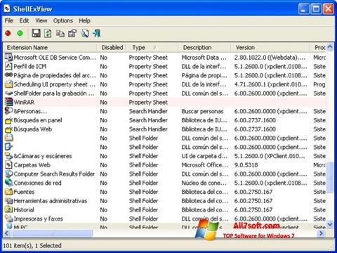 Skärmdump ShellExView för Windows 7