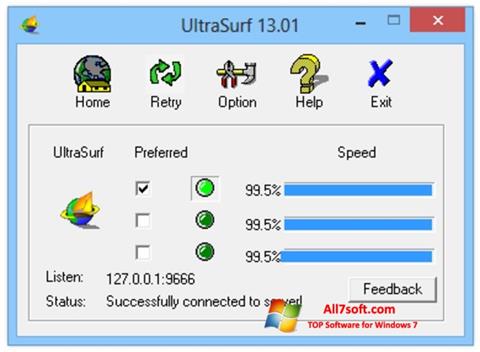 Skärmdump UltraSurf för Windows 7