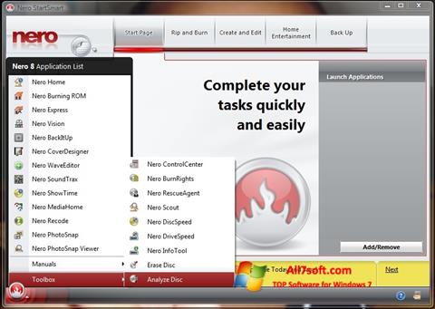 Skärmdump Nero StartSmart för Windows 7