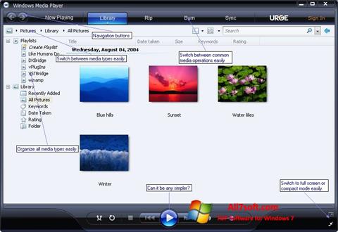 Skärmdump Media Player för Windows 7