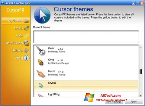 Skärmdump CursorFX för Windows 7