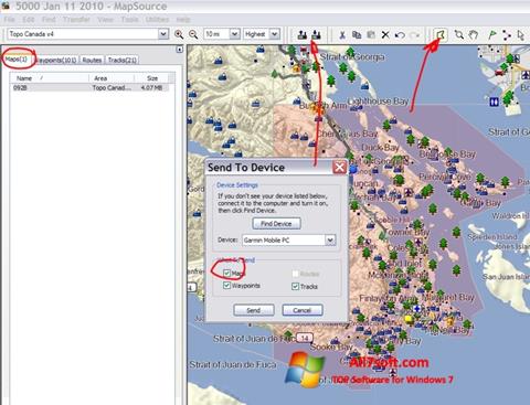 Skärmdump MapSource för Windows 7