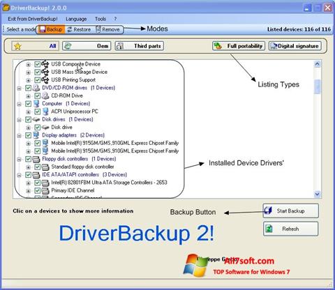 Skärmdump Driver Backup för Windows 7