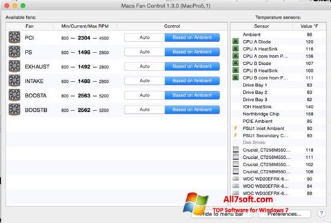 Skärmdump Macs Fan Control för Windows 7