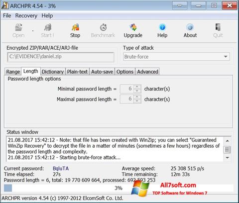 Skärmdump Advanced Archive Password Recovery för Windows 7