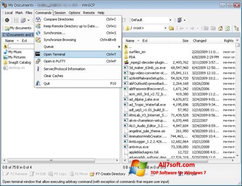 Skärmdump WinSCP för Windows 7