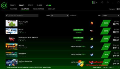 Skärmdump Razer Cortex för Windows 7